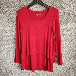 Soft Surroundings Perfect Layers Top Womens Small Red Relaxed Fit Stretch Casual